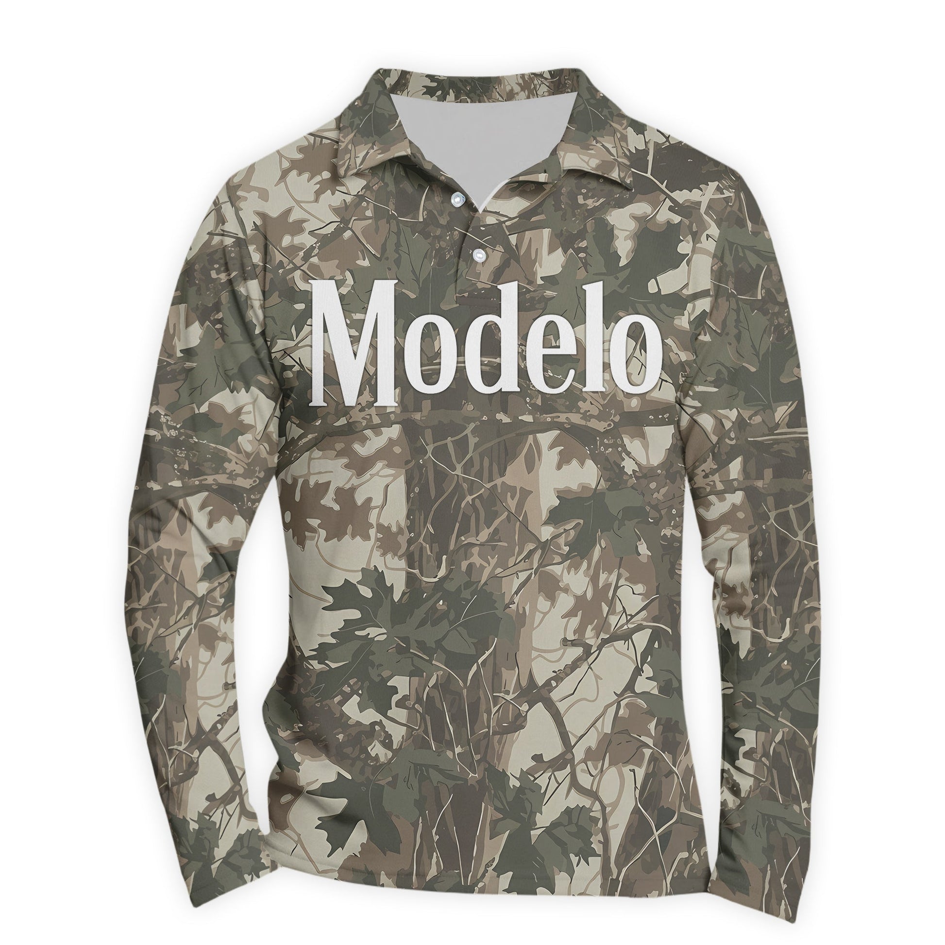  Modelo Country Camo Golf Long Sleeve Polo Shirt