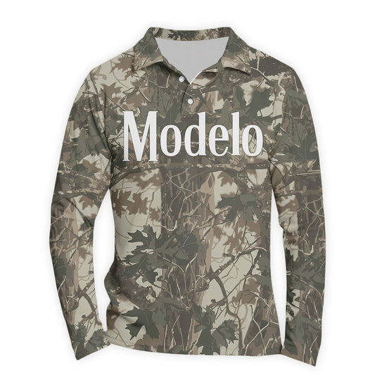 Modelo Country Camo Golf Long Sleeve Polo Shirt