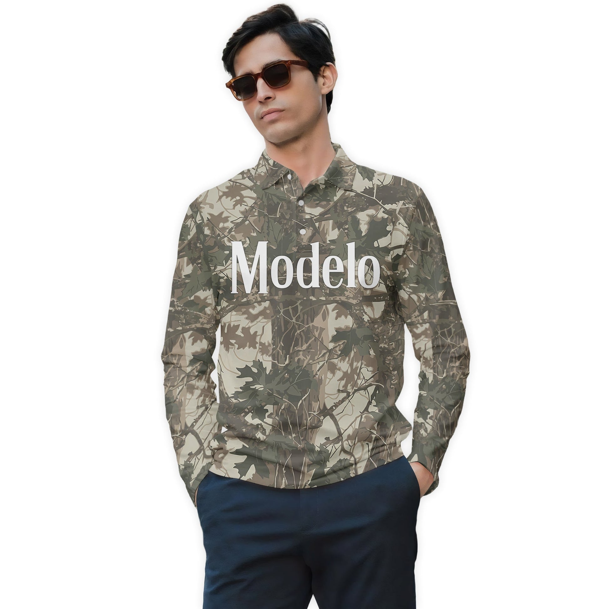  Modelo Country Camo Golf Long Sleeve Polo Shirt