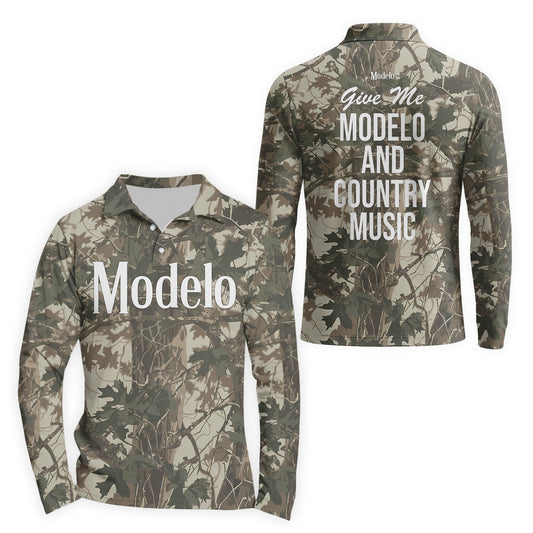  Modelo Country Camo Golf Long Sleeve Polo Shirt