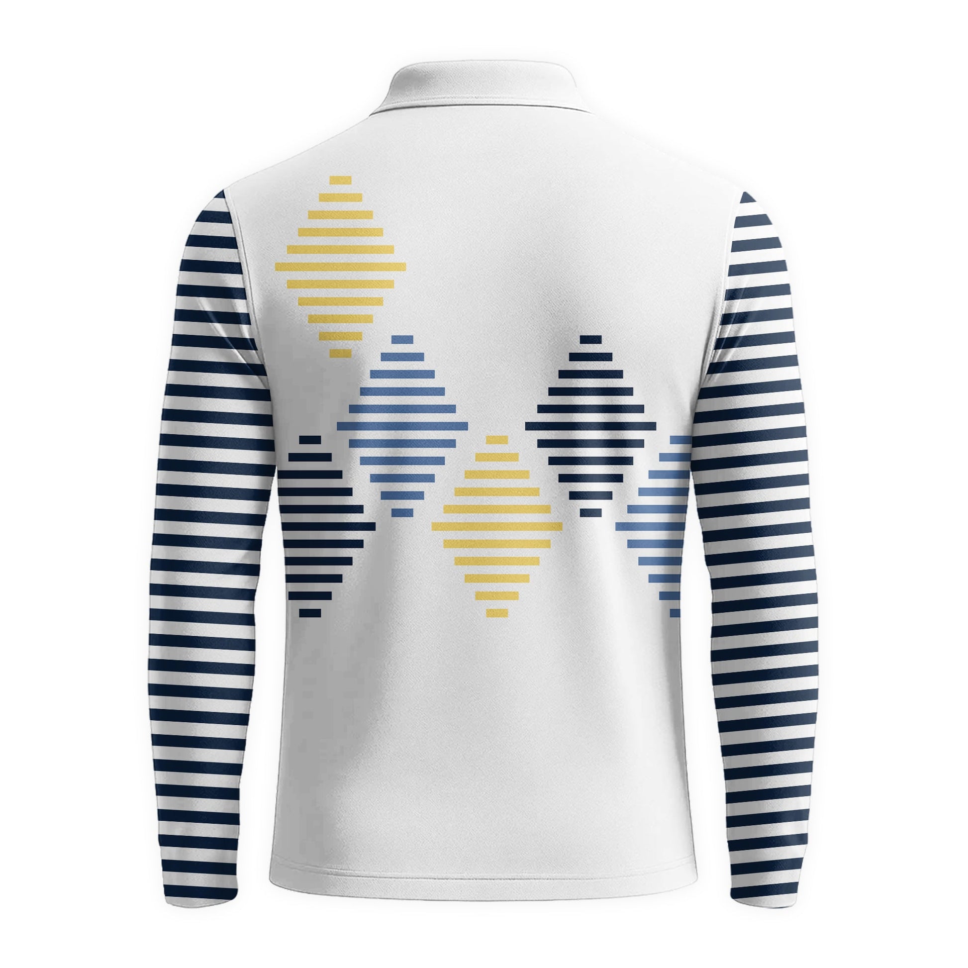  Modelo Diamond Stripe Golf Long Sleeve Polo Shirt
