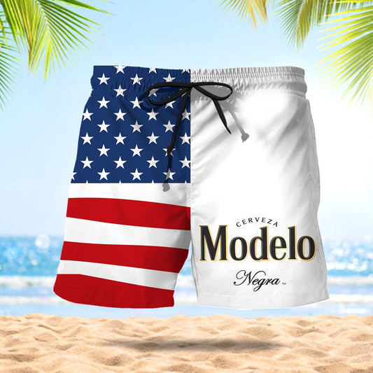 Modelo American Flag Summer Swim Trunks - VinoVogue.com