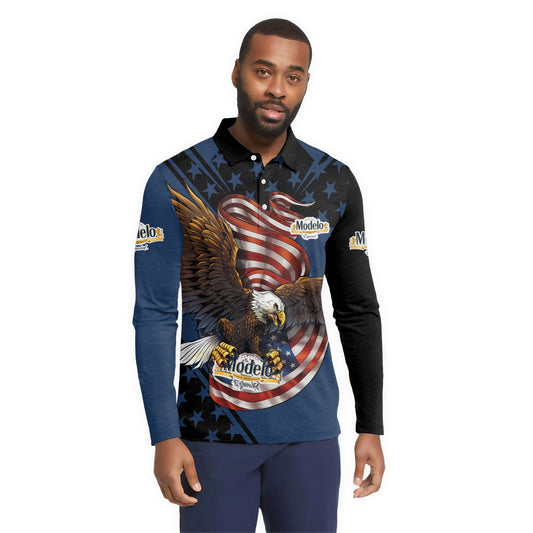 Modelo USA Iron Wings Legion Golf Long Sleeve Polo Shirt