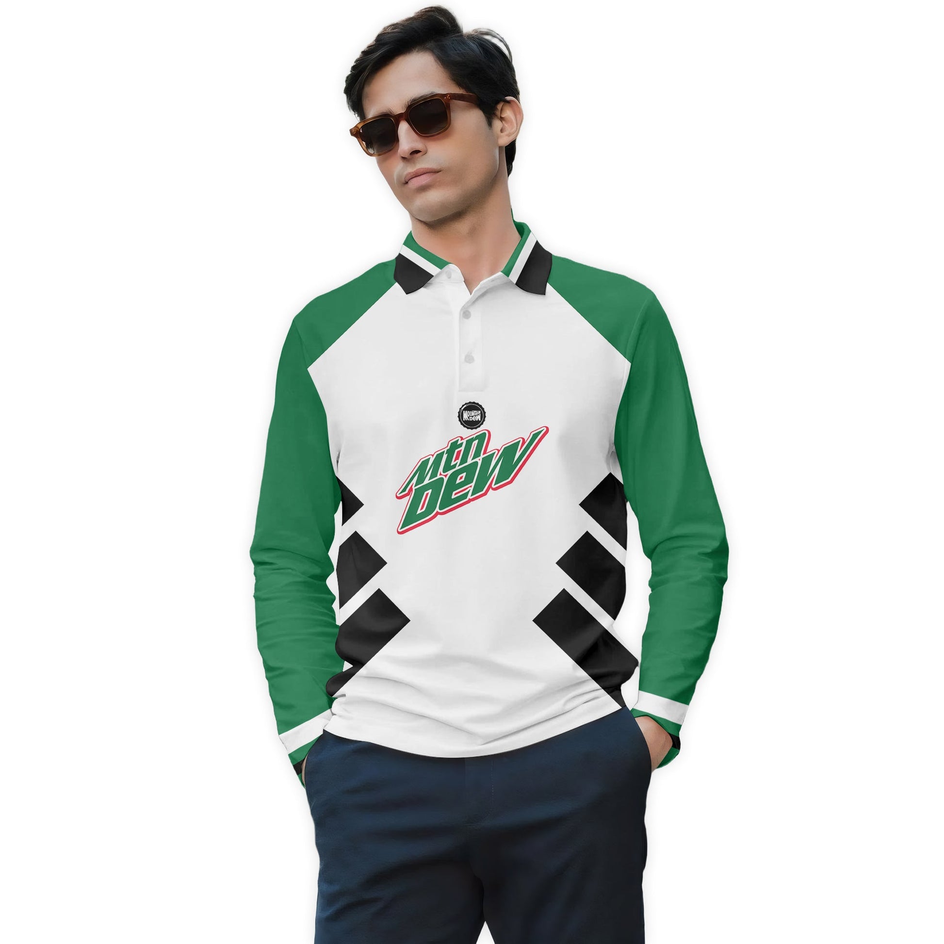  Mountain Dew Bold Line Golf Long Sleeve Polo Shirt