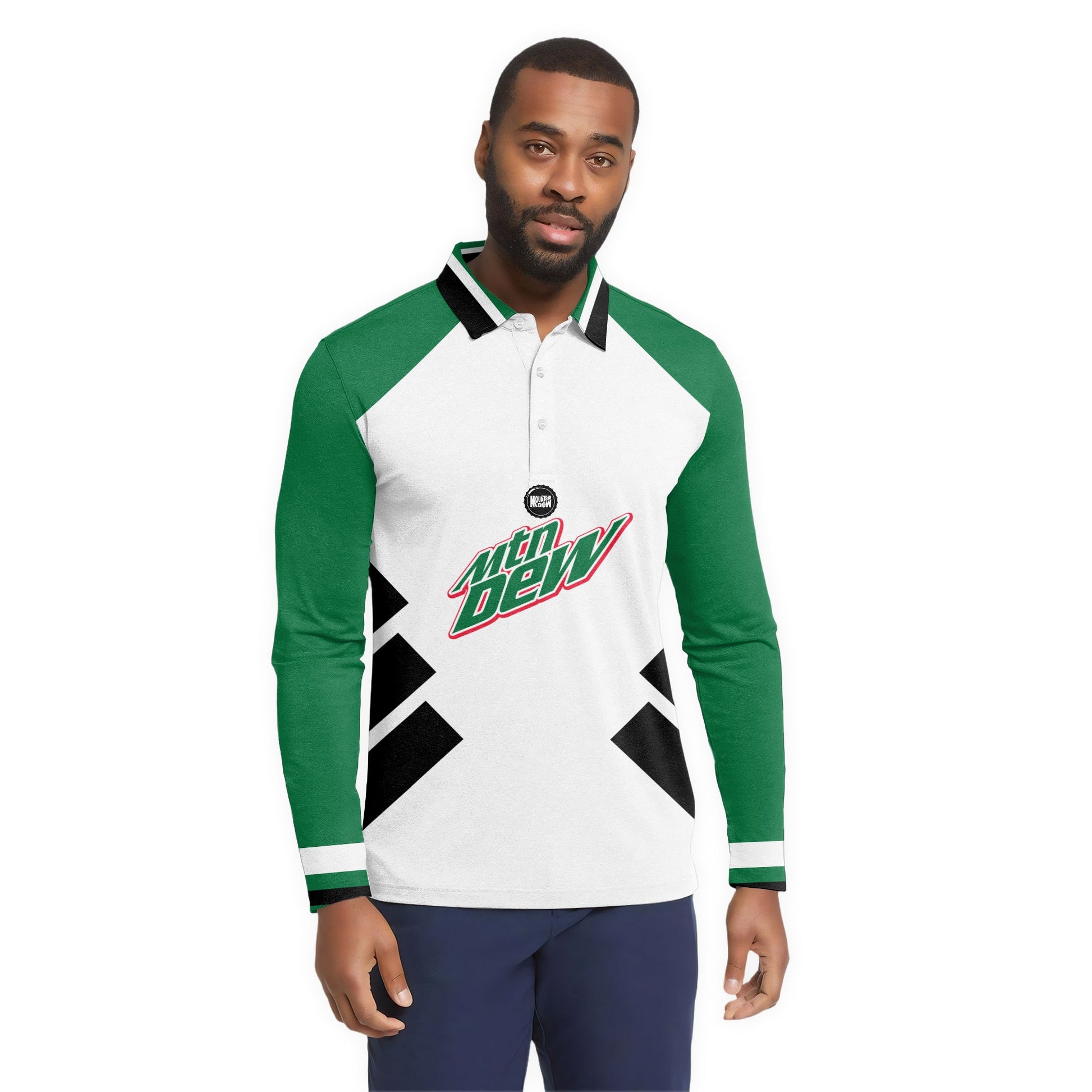  Mountain Dew Bold Line Golf Long Sleeve Polo Shirt