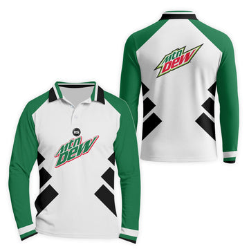  Mountain Dew Bold Line Golf Long Sleeve Polo Shirt