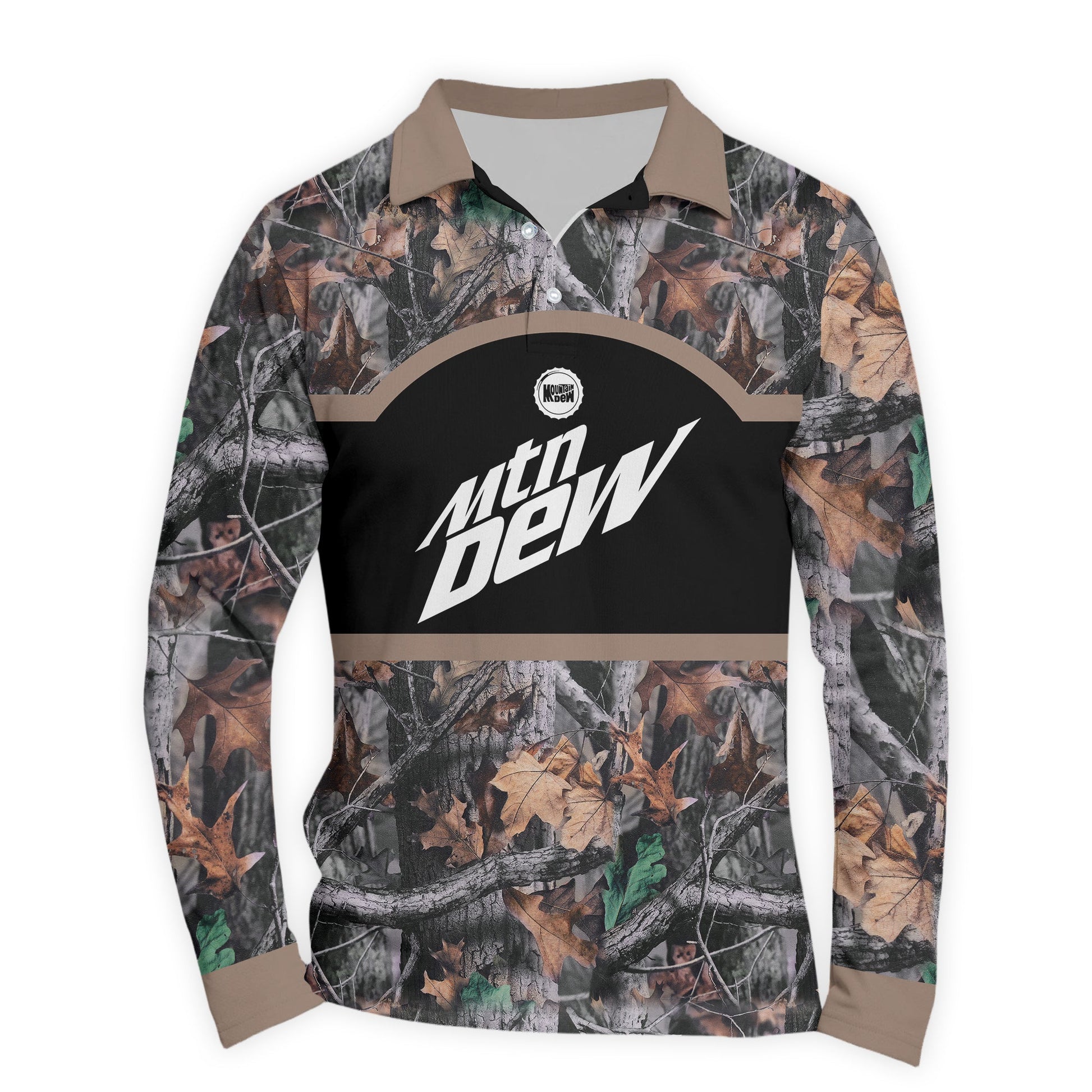  Mountain Dew Camouflage Golf Long Sleeve Polo Shirt