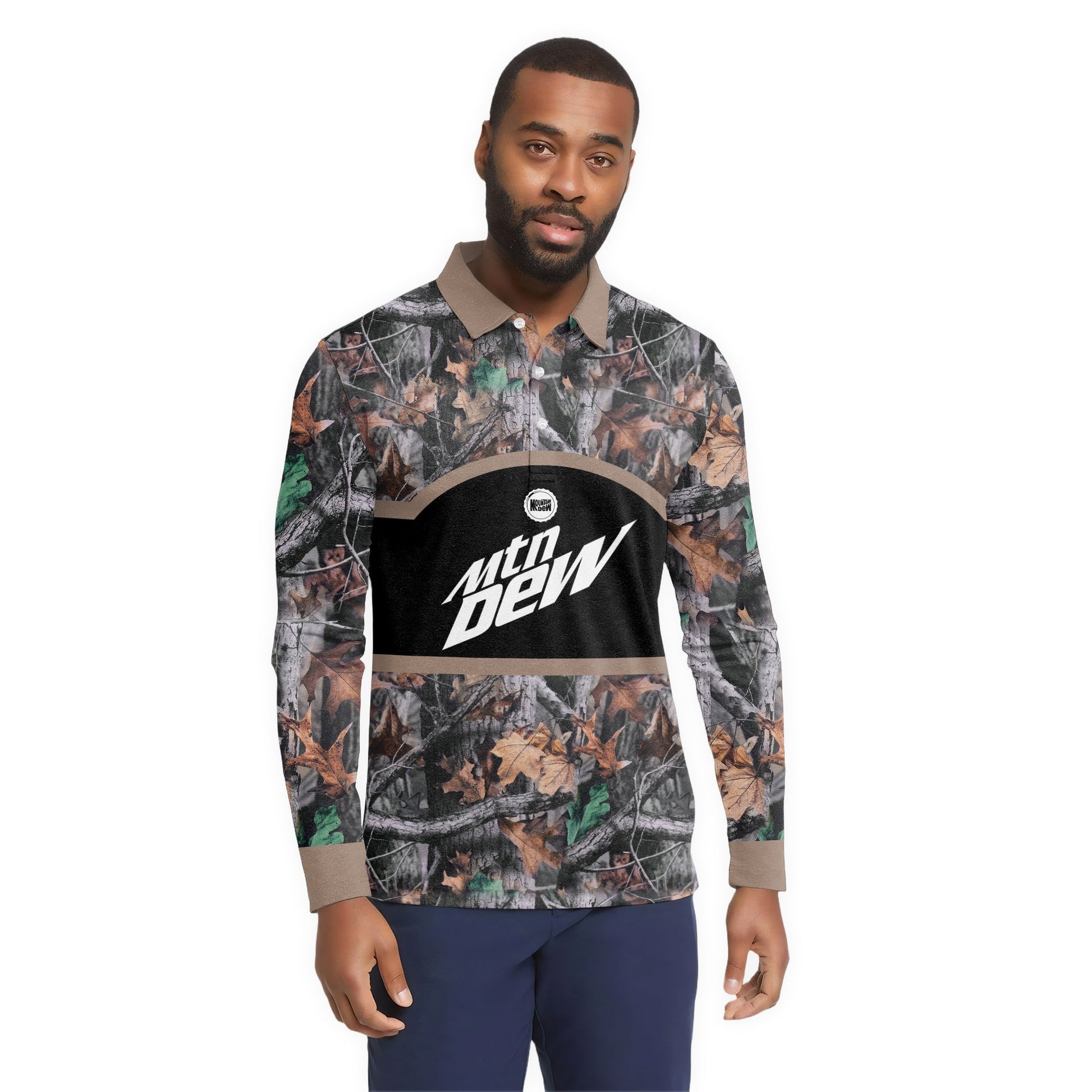  Mountain Dew Camouflage Golf Long Sleeve Polo Shirt