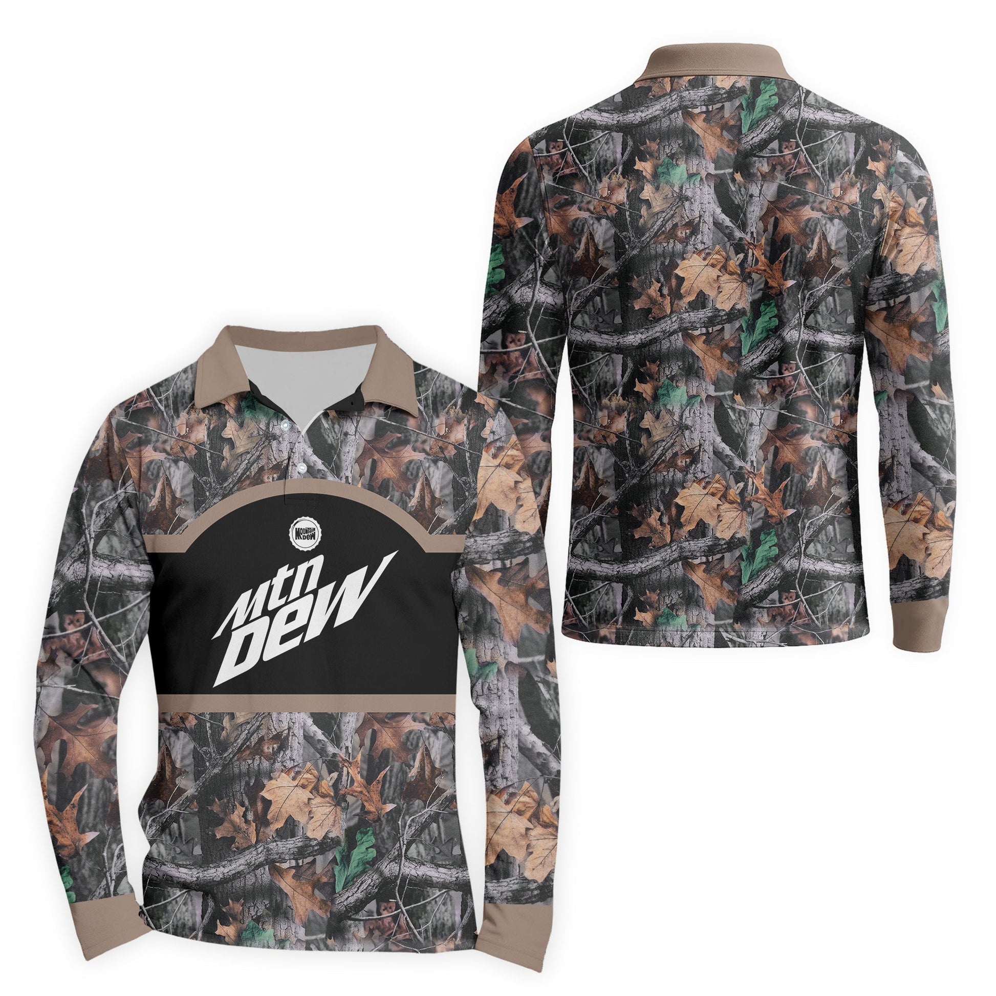  Mountain Dew Camouflage Golf Long Sleeve Polo Shirt