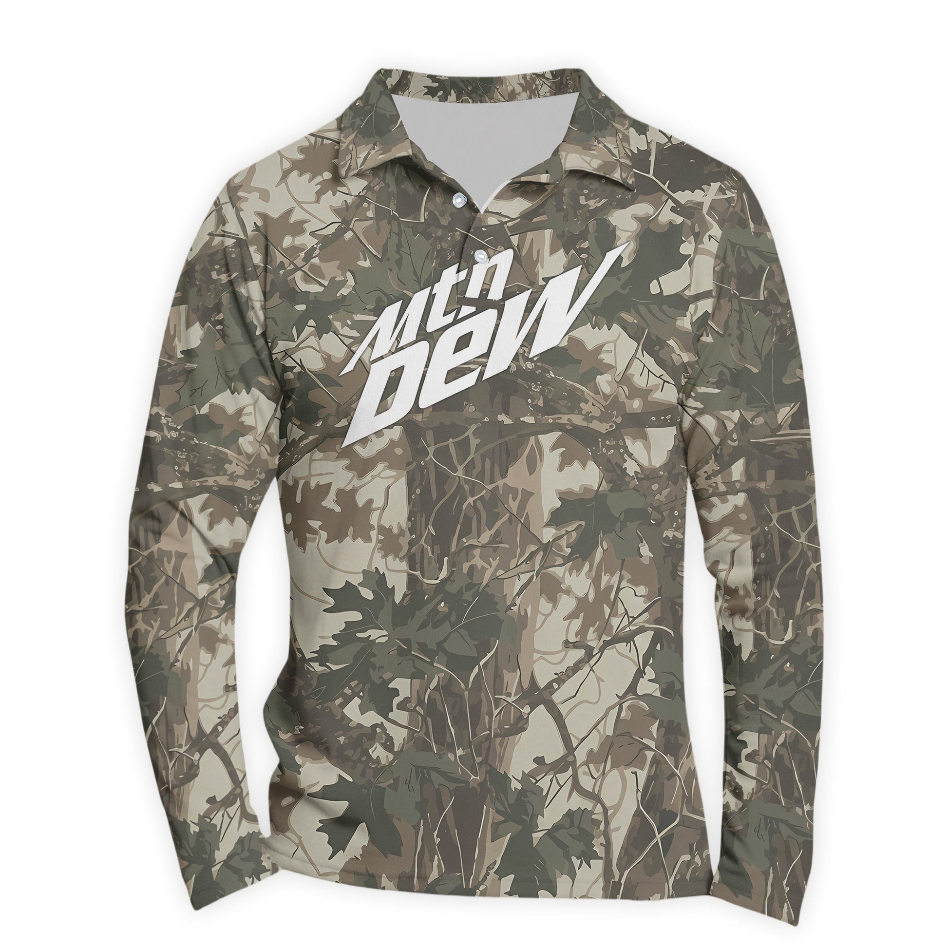  Mountain Dew Country Camo Golf Long Sleeve Polo Shirt
