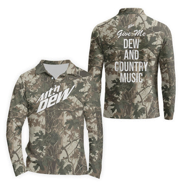  Mountain Dew Country Camo Golf Long Sleeve Polo Shirt