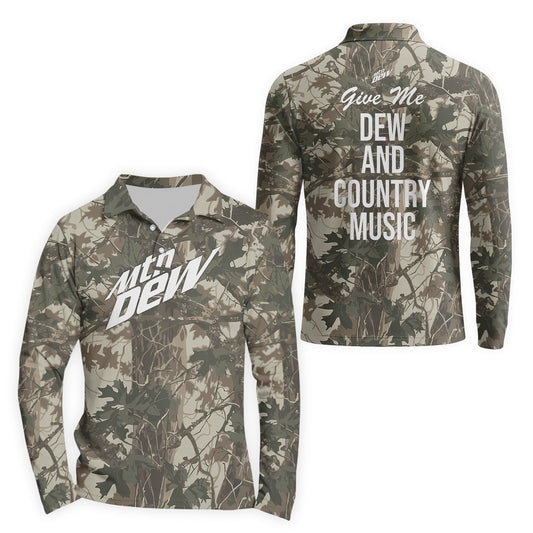  Mountain Dew Country Camo Golf Long Sleeve Polo Shirt