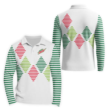  Mountain Dew Diamond Stripe Golf Long Sleeve Polo Shirt