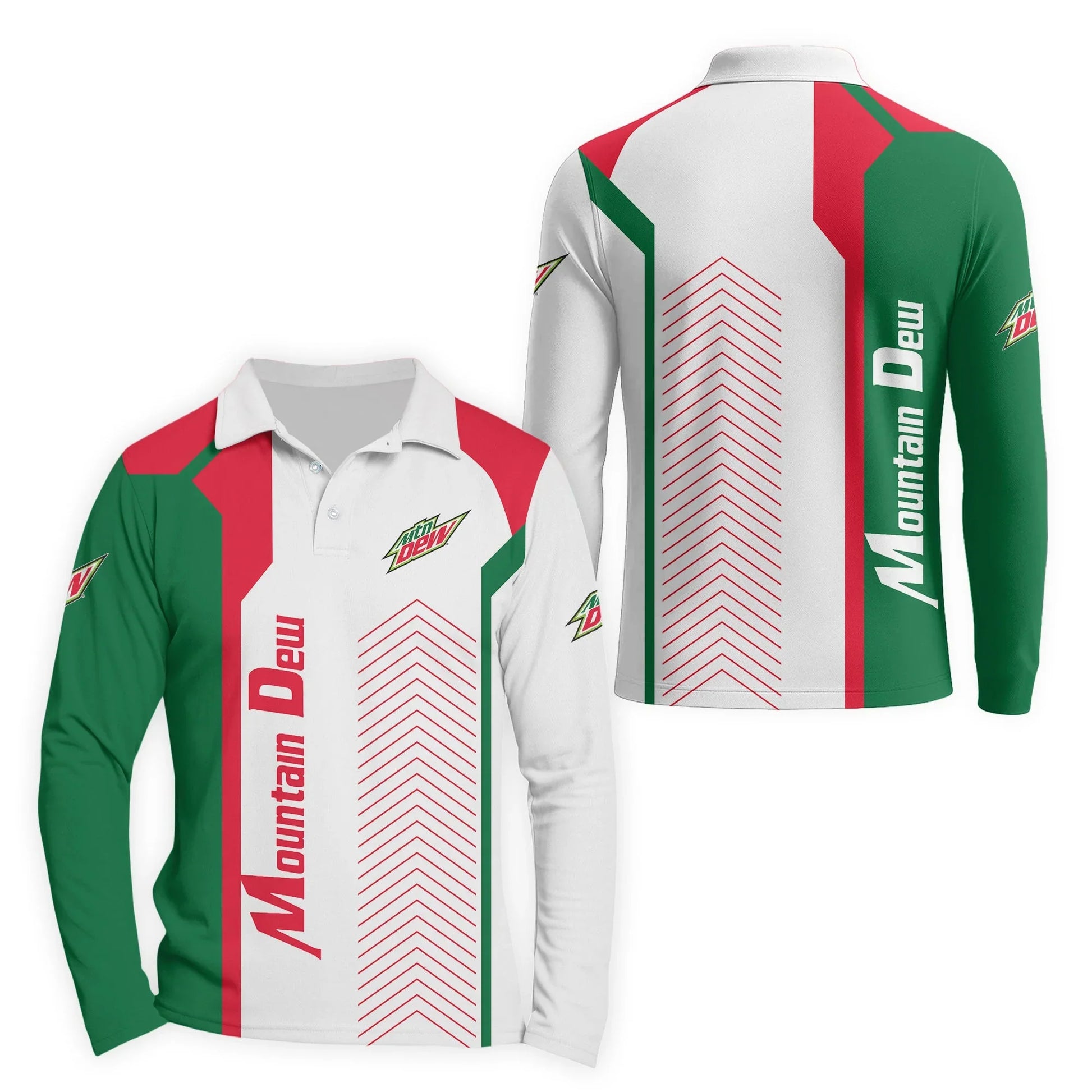 Mountain Dew Modern Motorsport Golf Long Sleeve Polo Shirt