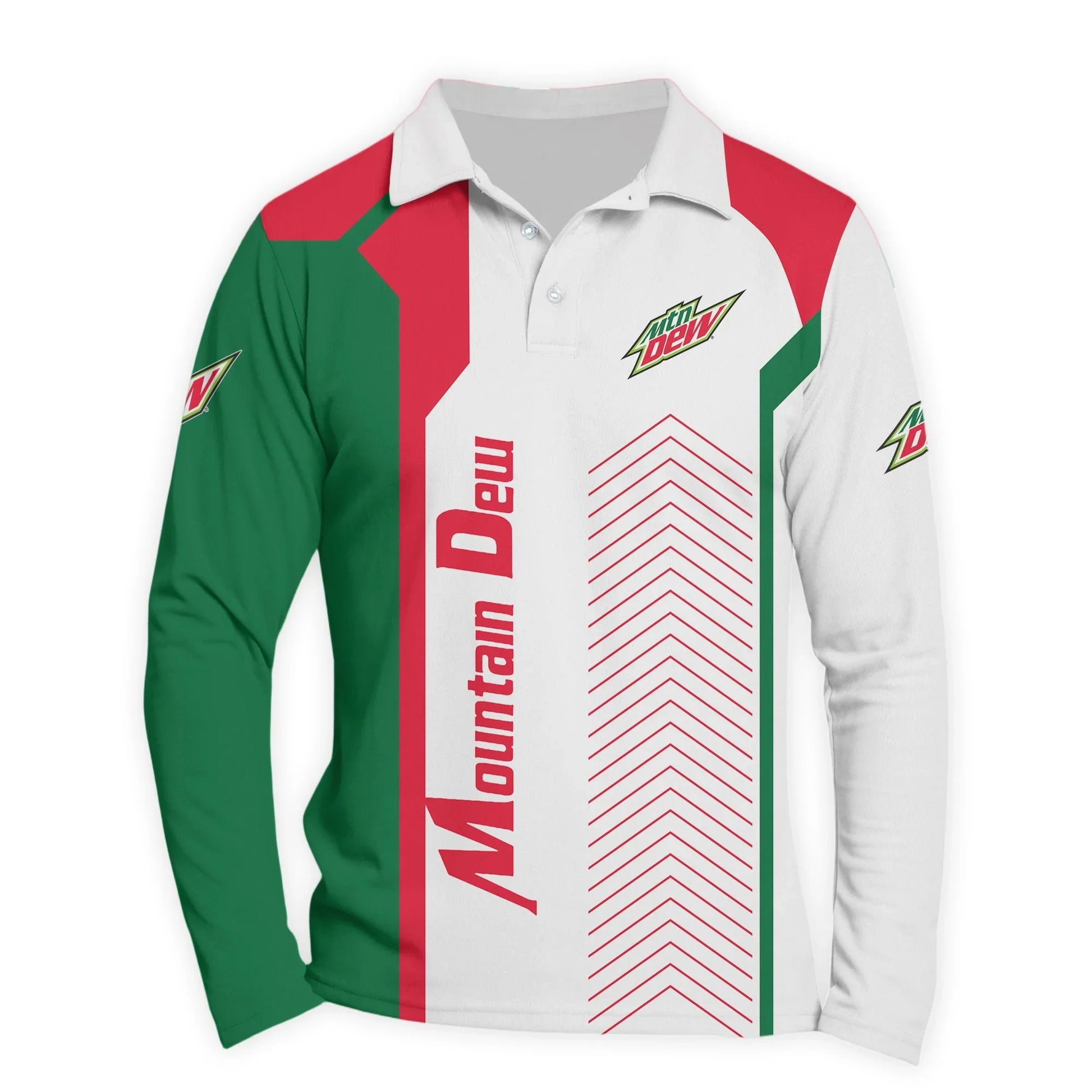 Mountain Dew Modern Motorsport Golf Long Sleeve Polo Shirt