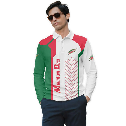  Mountain Dew Modern Motorsport Golf Long Sleeve Polo Shirt