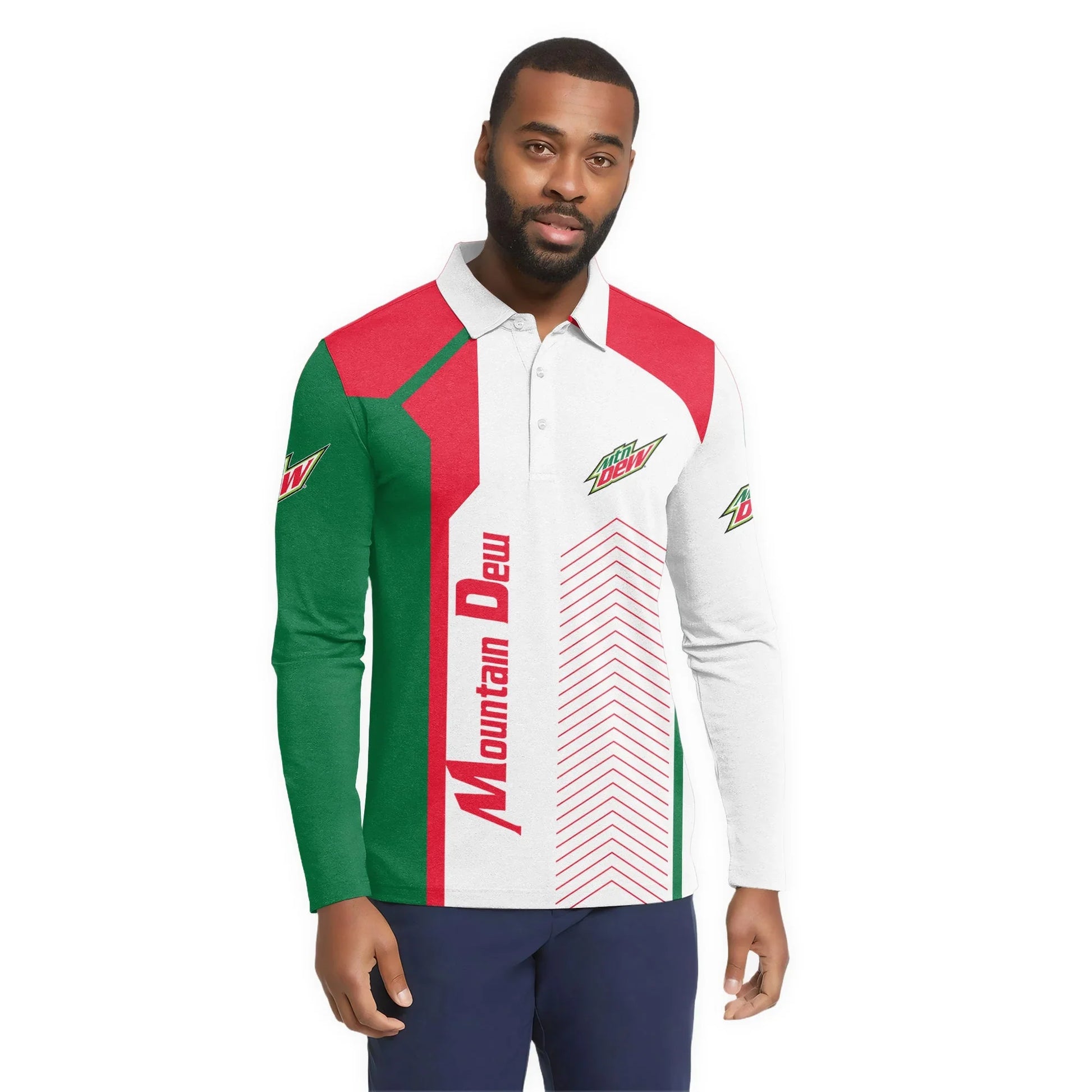  Mountain Dew Modern Motorsport Golf Long Sleeve Polo Shirt