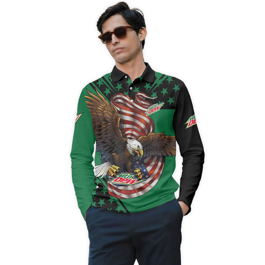  Mountain Dew USA Iron Wings Legion Golf Long Sleeve Polo Shirt