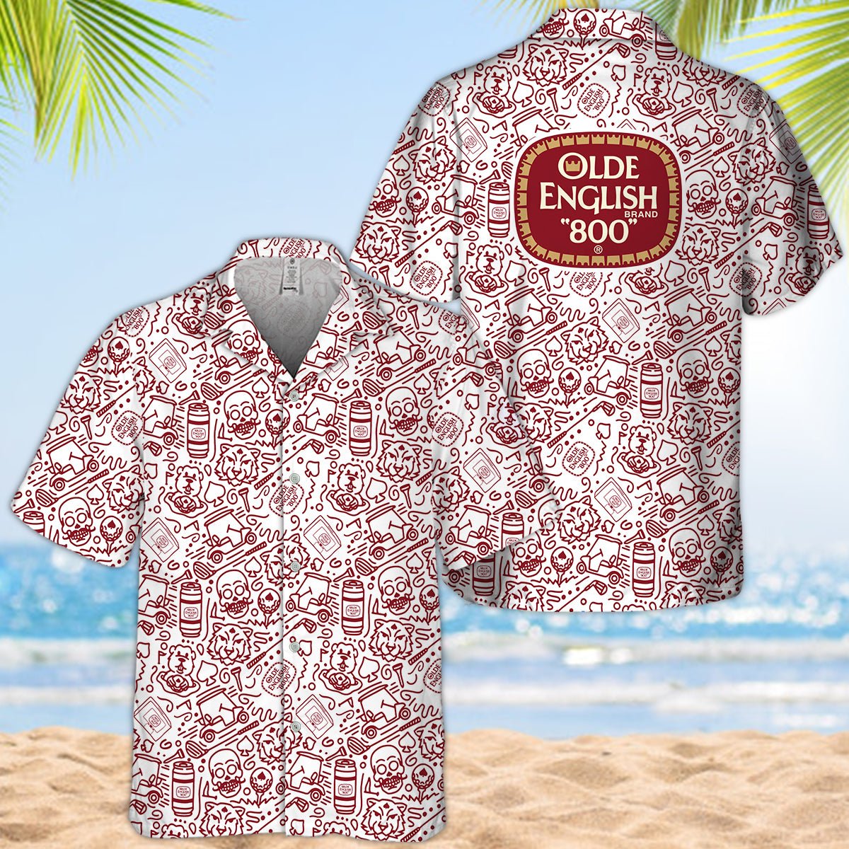 Olde English Summer Doodle Art Hawaiian Shirt - VinoVogue.com