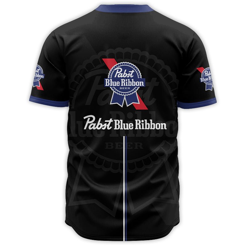 Black Pabst Blue Ribbon Baseball Jersey - VinoVogue.com