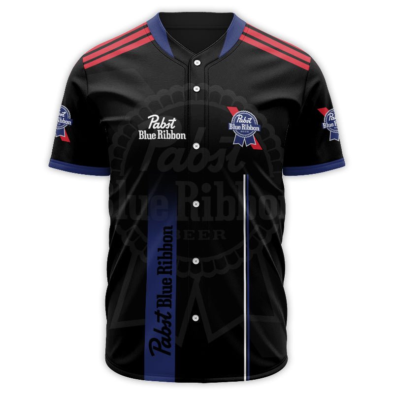 Black Pabst Blue Ribbon Baseball Jersey - VinoVogue.com