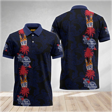 Tropical Pabst Blue Ribbon Is With You Polo Shirt - VinoVogue.com