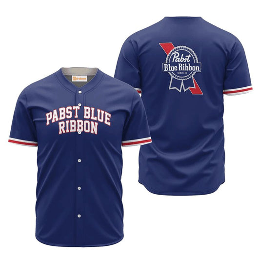 Pabst Blue Ribbon Blue Basic Jersey Shirt - VinoVogue.com