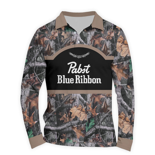  Pabst Blue Ribbon Camouflage Golf Long Sleeve Polo Shirt