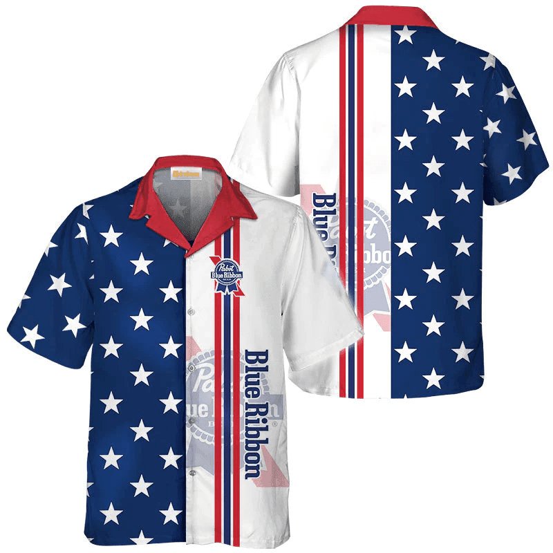 Pabst Blue Ribbon Fourth Of July Hawaiian Shirt - VinoVogue.com