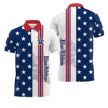 Pabst Blue Ribbon Fourth Of July Polo Shirt - VinoVogue.com