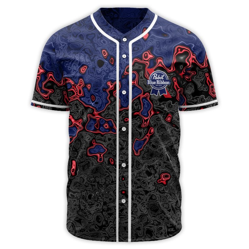 Holographic Colorful Pabst Blue Ribbon Baseball Jersey - VinoVogue.com