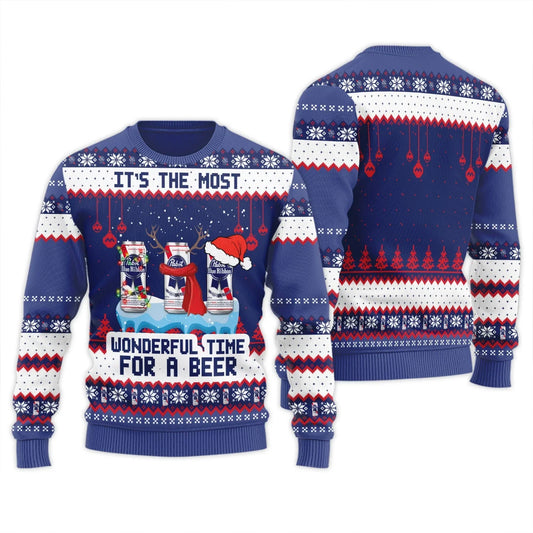 Pabst Blue Ribbon The Most Wonderful Time Ugly Sweater