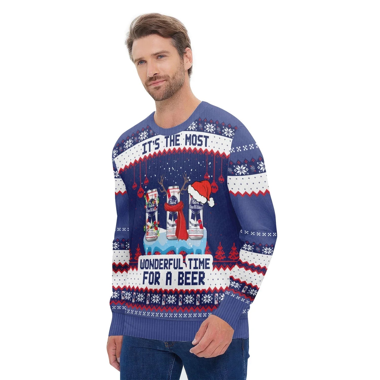 Pabst Blue Ribbon The Most Wonderful Time Ugly Sweater