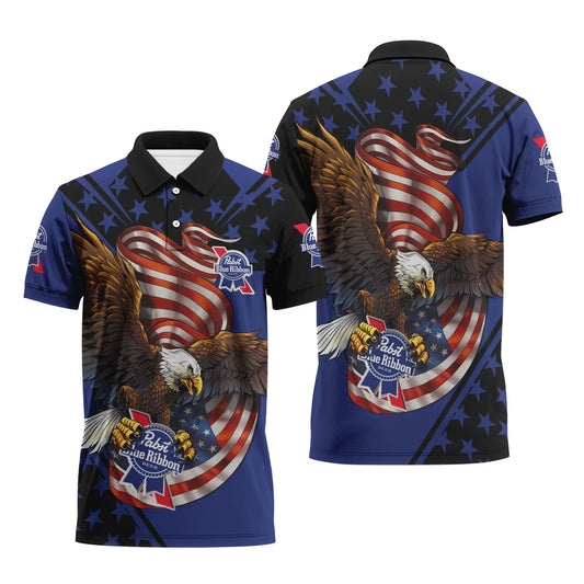 Pabst Blue Ribbon USA Iron Wings Legion Polo Shirt