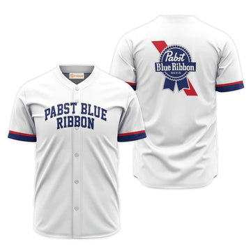 Pabst Blue Ribbon White Jersey Shirt - VinoVogue.com