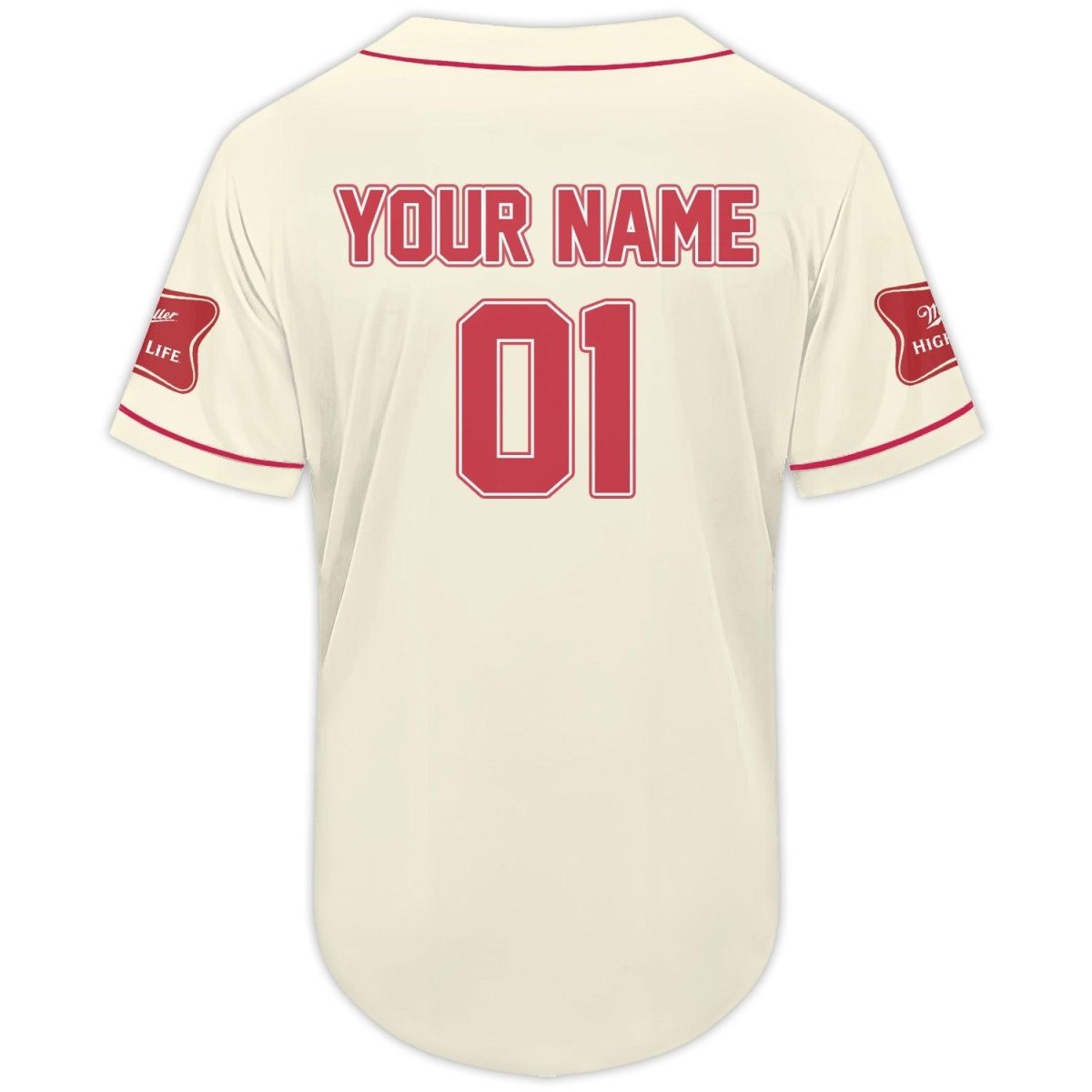 Personalized Beige Miller High Life Baseball Jersey - VinoVogue.com