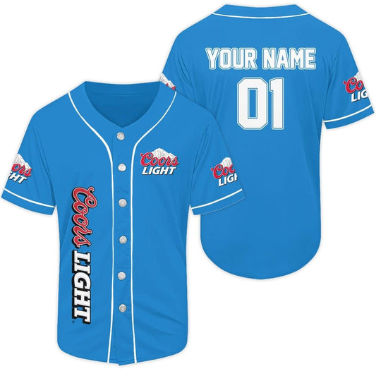 Personalized Blue Coors Light Beer Baseball Jersey - VinoVogue.com