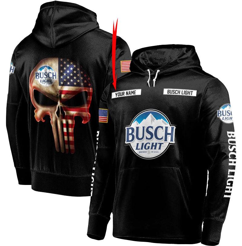 Personalized Busch Light American Skull Hoodie