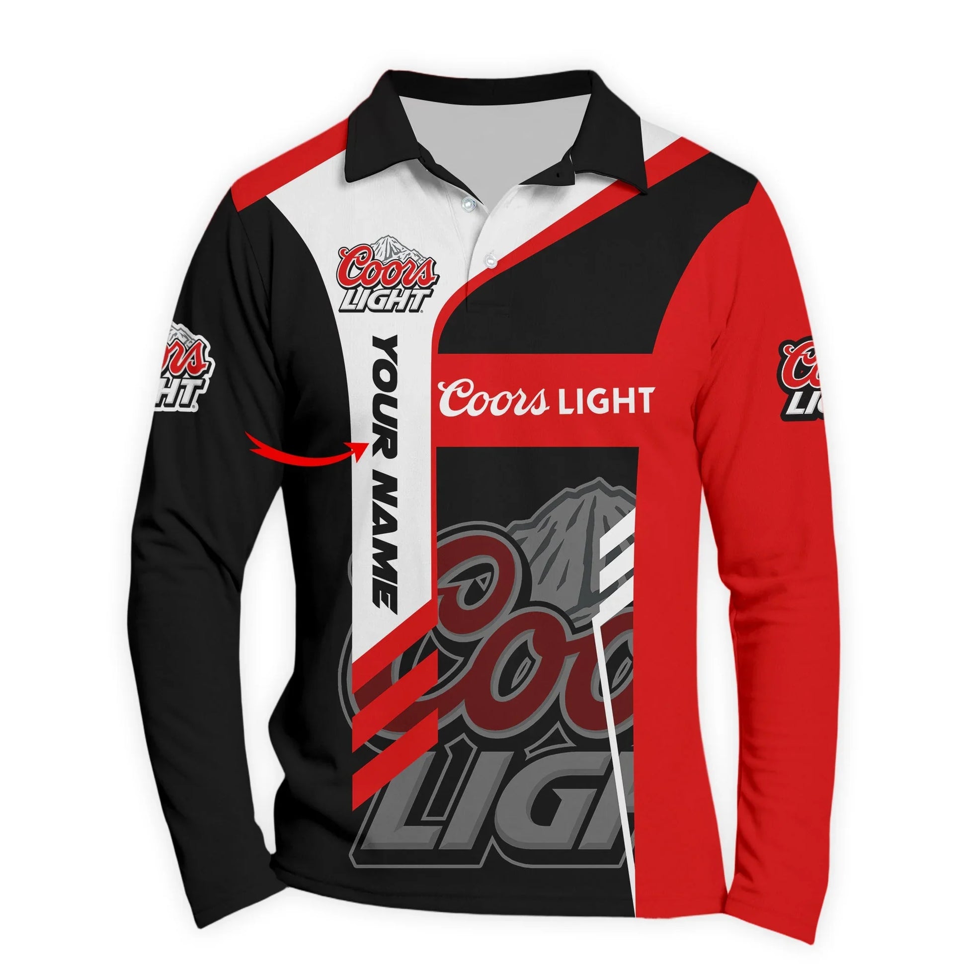 Personalized Coors Light Speedline Legacy Long Sleeve Polo Shirt
