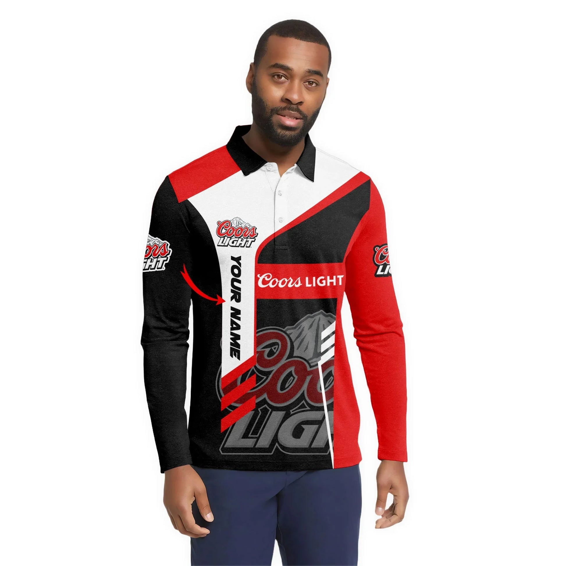 Personalized Coors Light Speedline Legacy Long Sleeve Polo Shirt