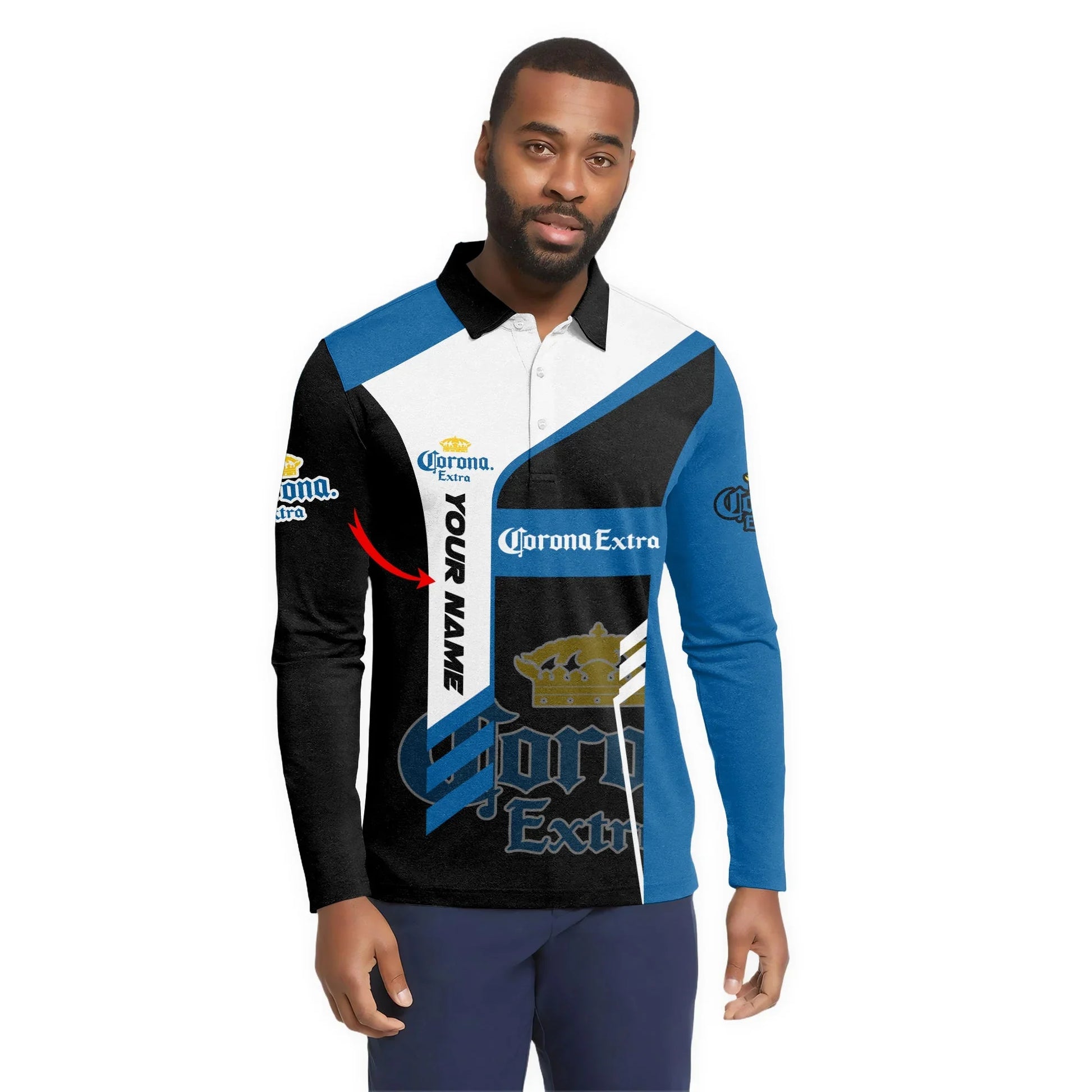 Personalized Corona Extra Speedline Legacy Long Sleeve Polo Shirt
