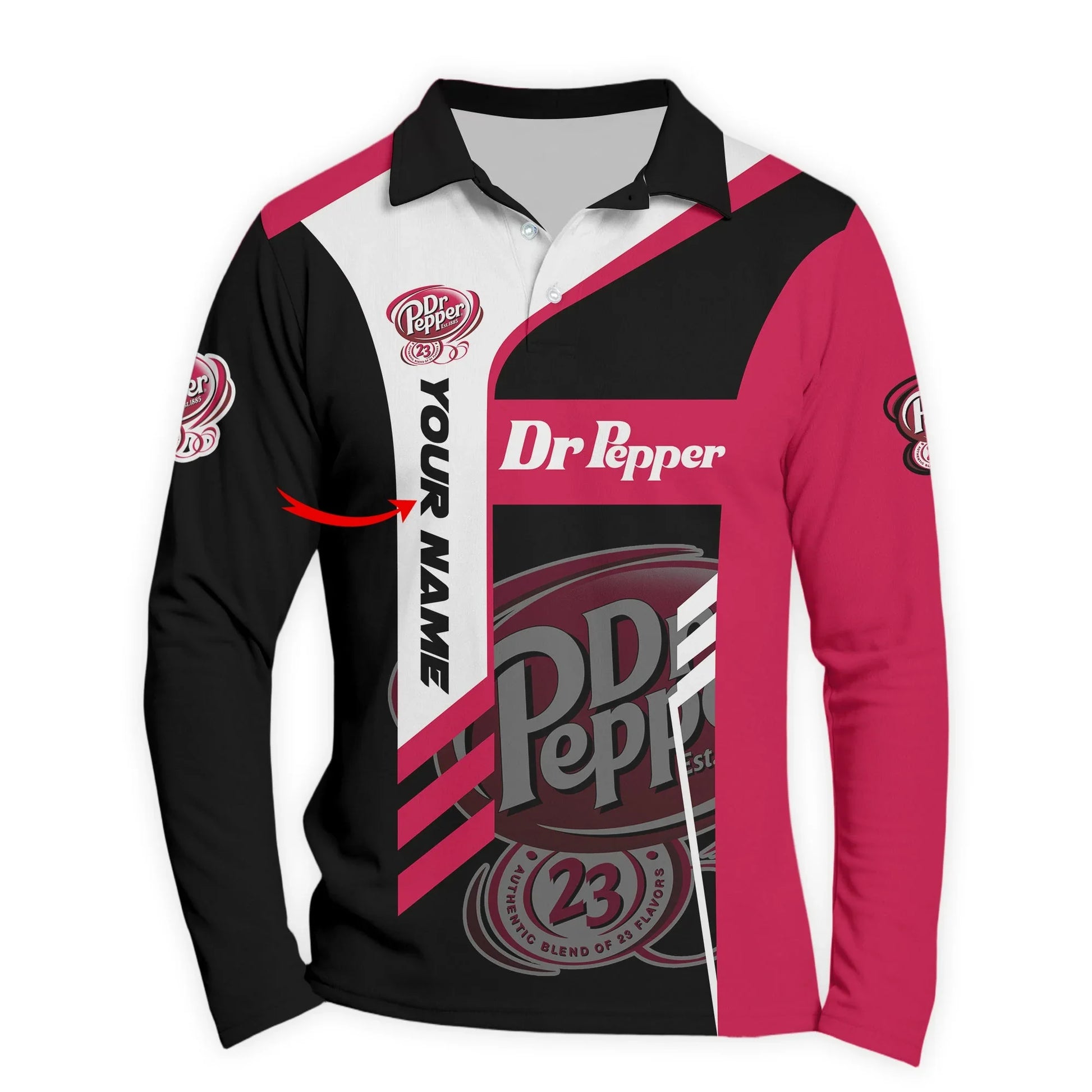 Personalized Dr Pepper Speedline Legacy Long Sleeve Polo Shirt