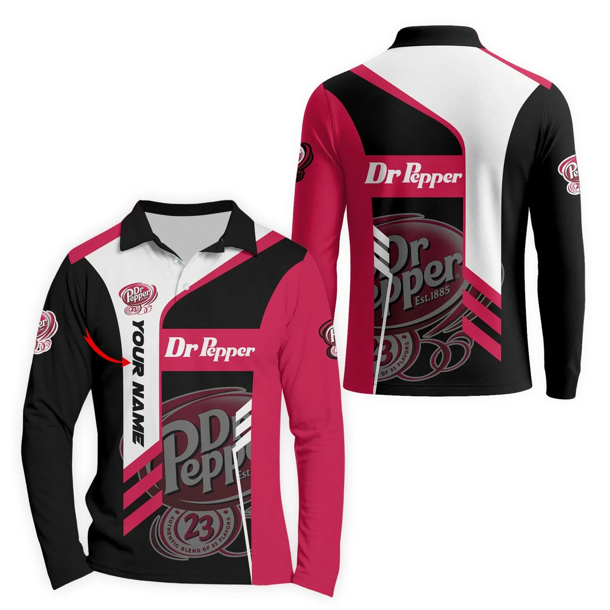 Personalized Dr Pepper Speedline Legacy Long Sleeve Polo Shirt