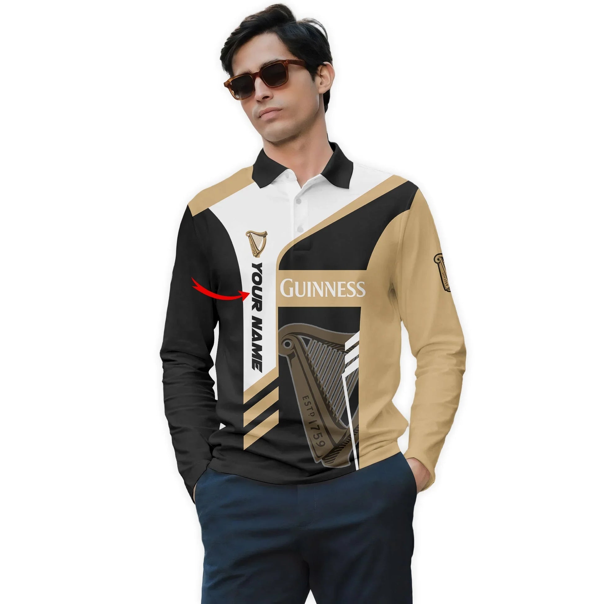 Personalized Guinness Speedline Legacy Long Sleeve Polo Shirt