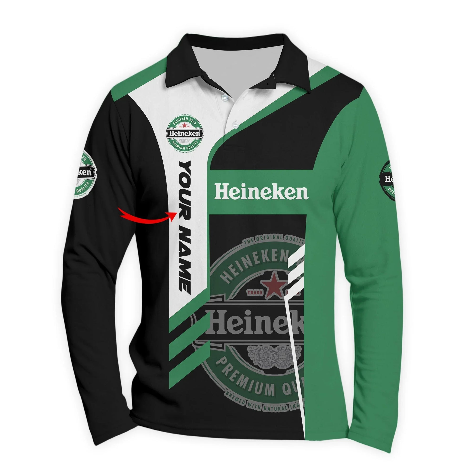 Personalized Heineken Speedline Legacy Long Sleeve Polo Shirt