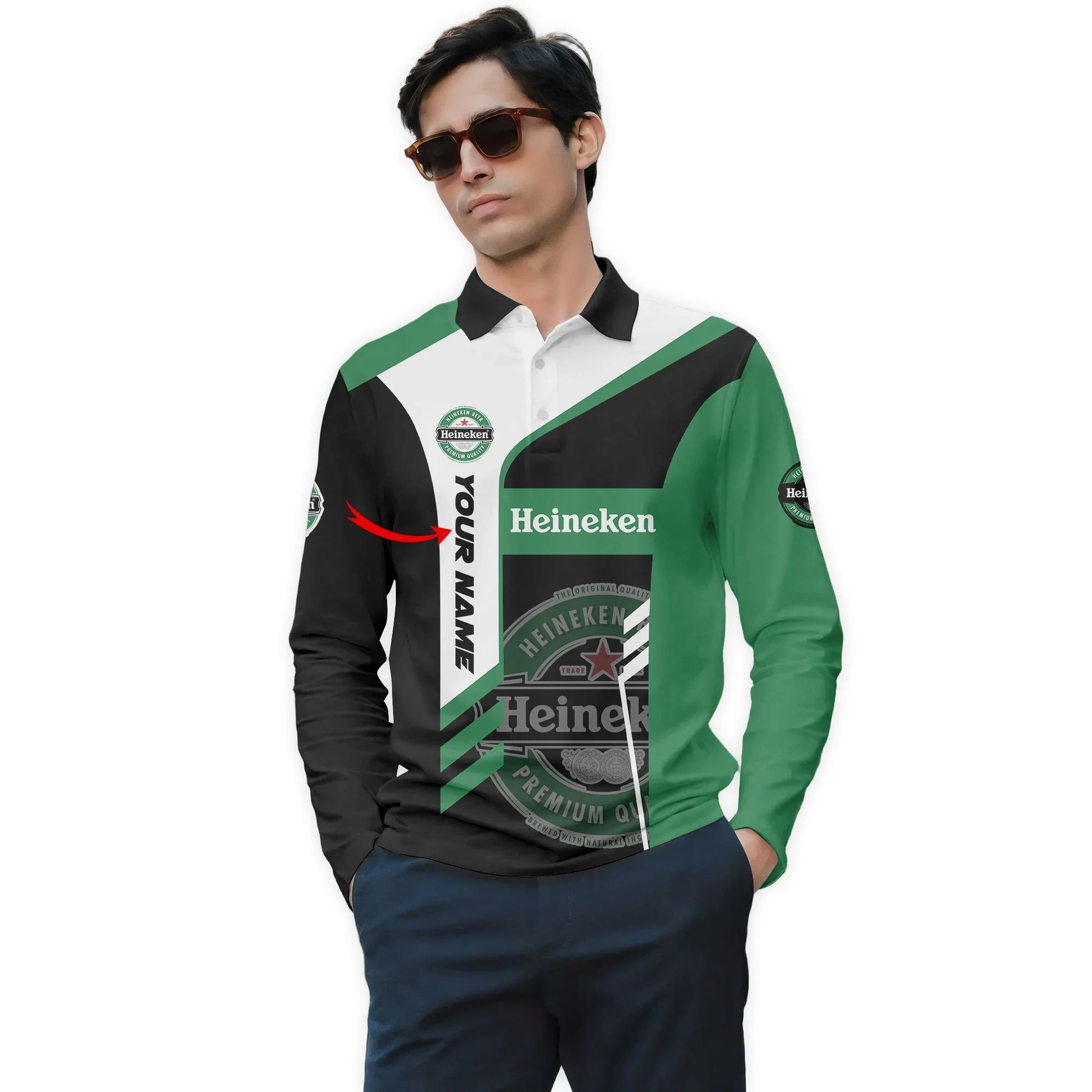 Personalized Heineken Speedline Legacy Long Sleeve Polo Shirt