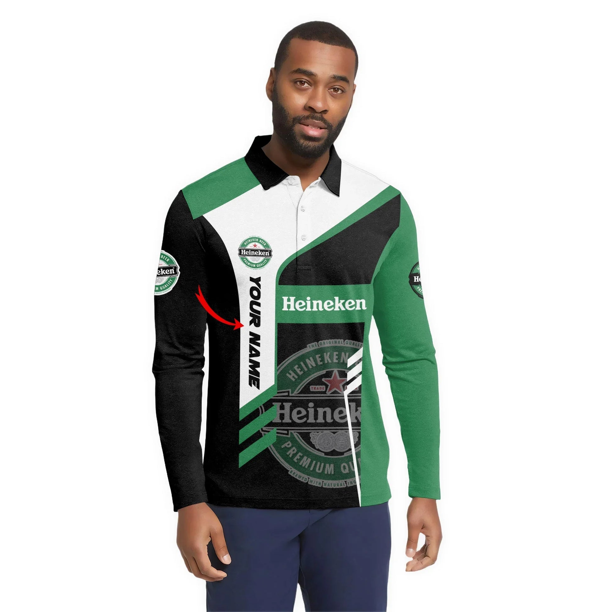 Personalized Heineken Speedline Legacy Long Sleeve Polo Shirt