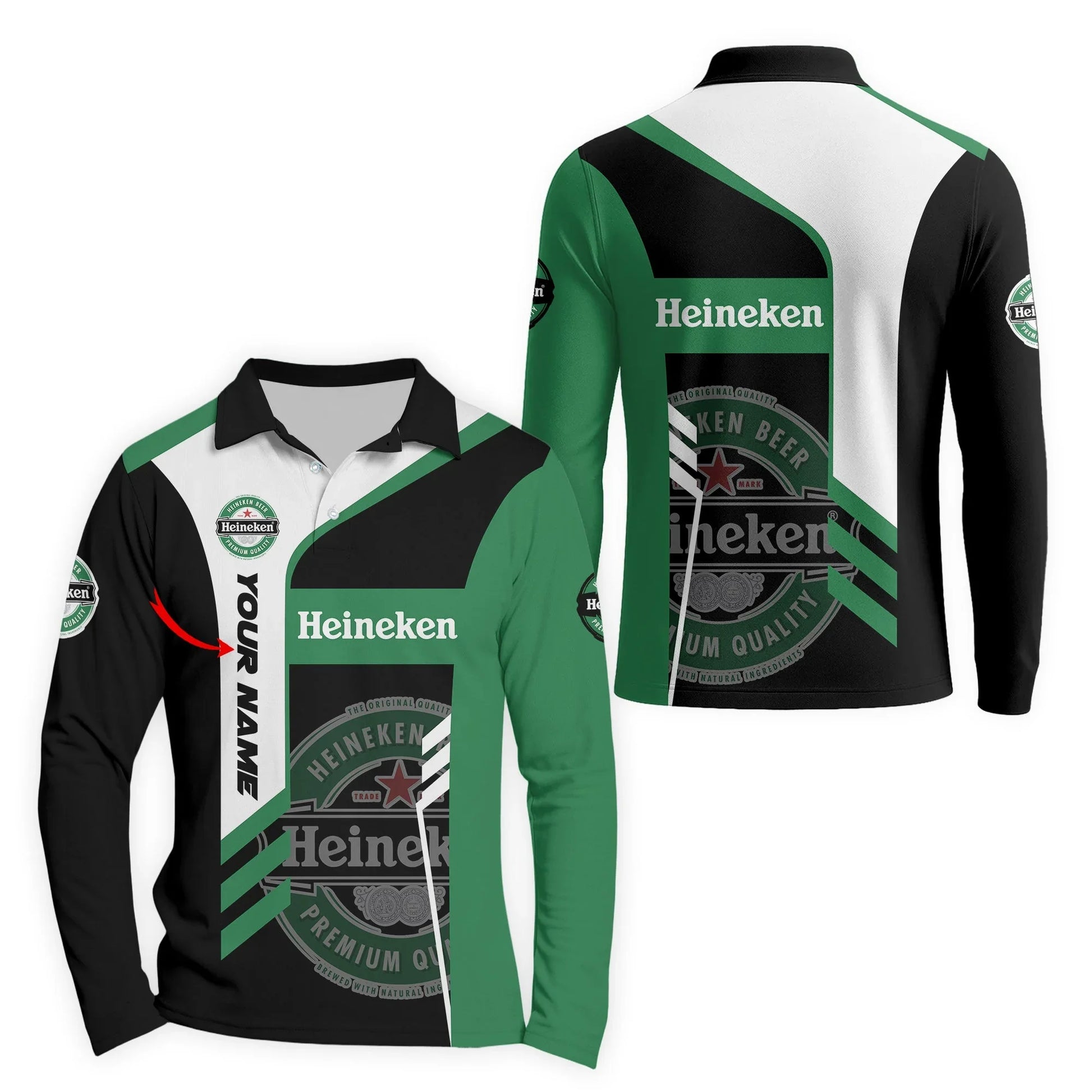 Personalized Heineken Speedline Legacy Long Sleeve Polo Shirt