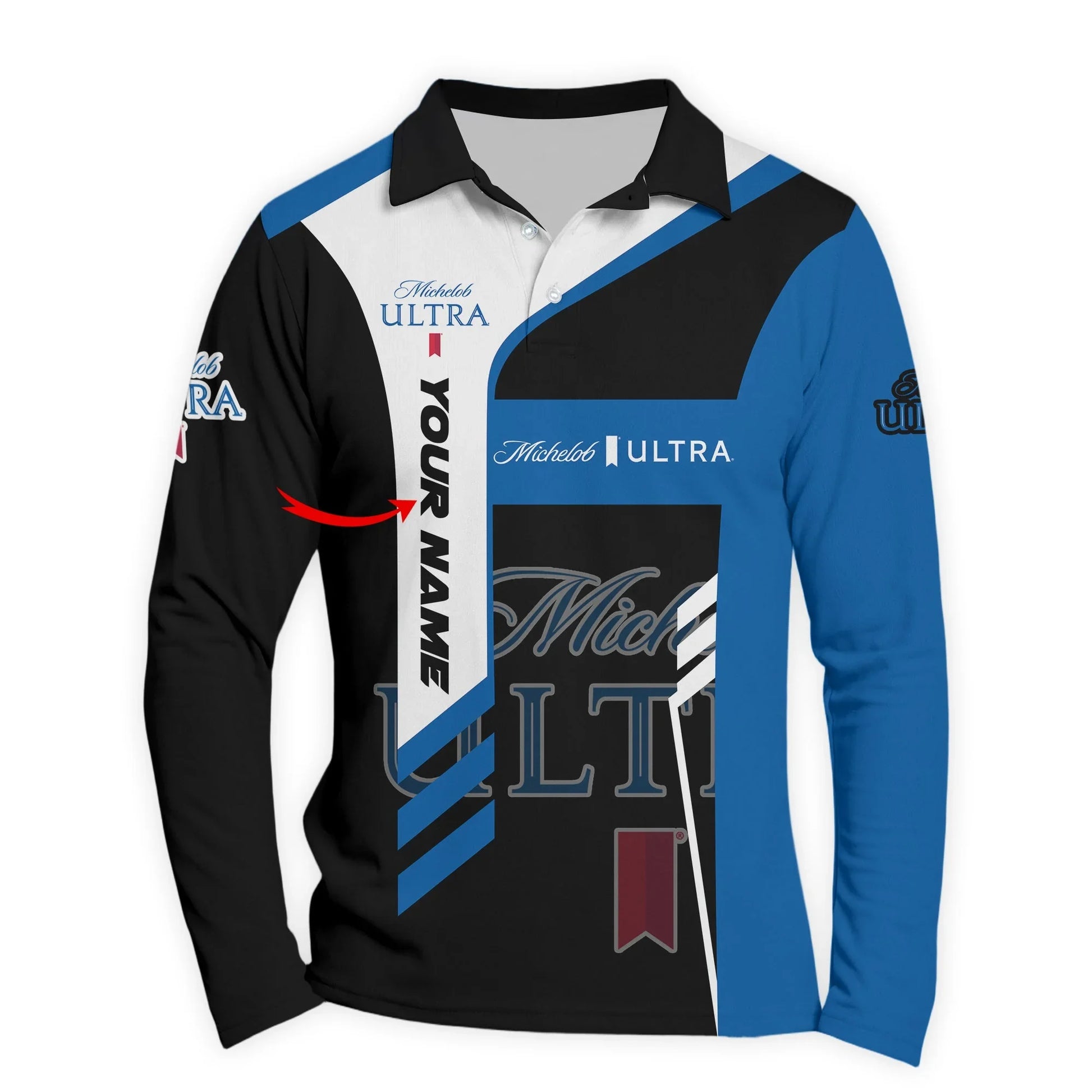 Personalized Michelob Ultra Speedline Legacy Long Sleeve Polo Shirt