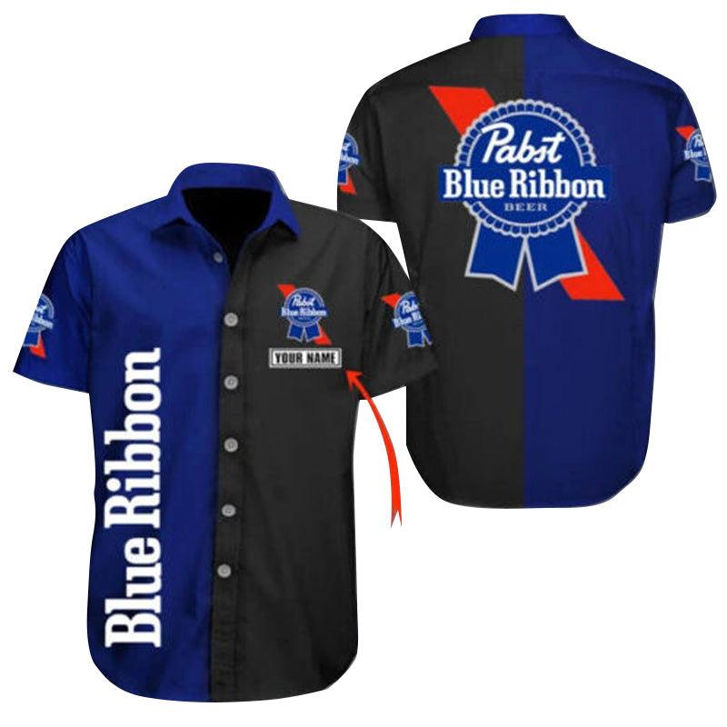 Personalized Multicolor Pabst Blue Ribbon Button Shirt